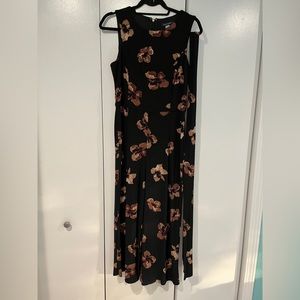 Tommy Hilfiger dressy black w/brown flowers Jumpsuit/romper